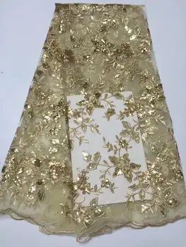 

2019 High Quality Velvet Lace Fabrics Nigerian Tulle Lace Fabric Latest African French Lace Embroidery Sequins Lace Fabric