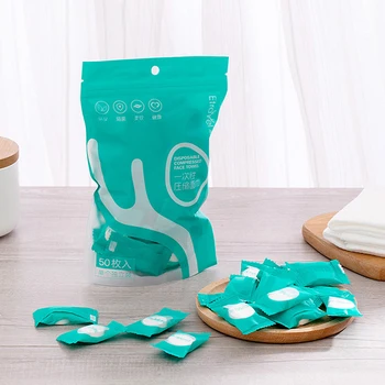 

50pcs/bag Disposable Compressed Face/Bath Towel Plant Fiber Travel Cleaning Washcloth Breathable Towels Travel Wet Wipes Beauty