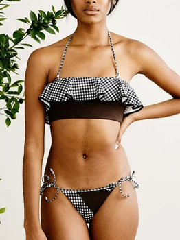 

Ruffle Swimsuit Women Push Up Bikini Sexy Low Waist Waist Triangle Bikini Set 2020 Mujer Micro Thong Womens Swimwear Separate