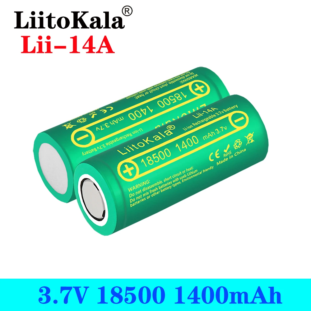 LiitoKala Lii 14A 18500 1400 rechargeable Battery 18500 battery 3.7V ...