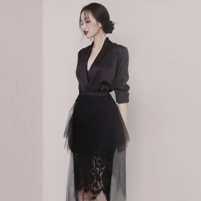 Весна high-end, комплект детской одежды в европейском и американском стиле на высоком конец, который подчеркивает темперамент ДЕВУШЕК Женская сетчатая кружевная юбка комплект из двух предметов, для женщин