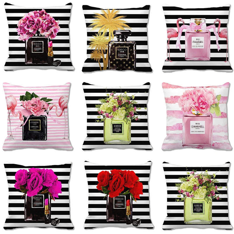 Cushion-Cover Pillow-Case Decorative Watercolor-Perfume-Bottles Sofa Flowers-Design Super-Soft