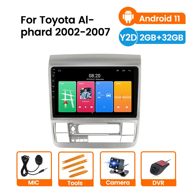 Автомобильный радиоприемник Wi-Fi 2 + 32 ГБ для Toyota Alphard 2002-2011 GPS стерео RDS Android 11 No din без