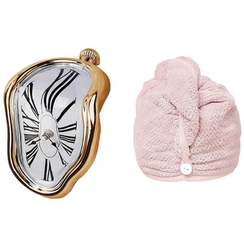 

2 Pcs Accessories: 1 Pcs Melting Clock, Block-Type Twisted Clock & 1 Pcs Pineapple Dry Hair Cap Bath Cap