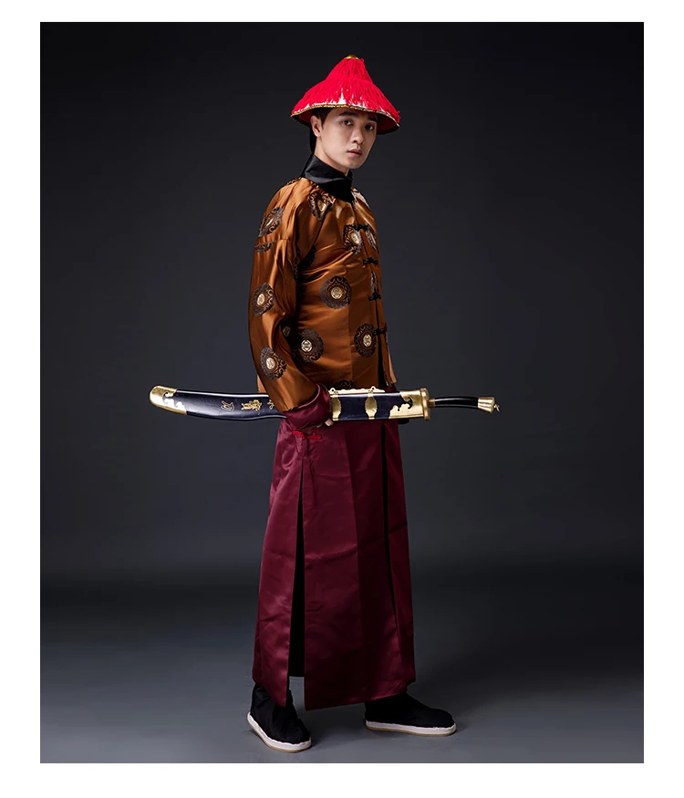 Фильм ТВ Косплей сцены древней династии Цин красивый Migthy Guard сервис принц талант мужские костюмы шляпа + куртка + юбка