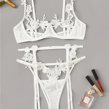 Летний сексуальный женский комплект кружевного нижнего белья, цветочный бюстгальтер без косточек, комплект беспроводного бюстгальтера+ трусики, нижнее белье, сексуальный женский бюстгальтер с рисунком цветов