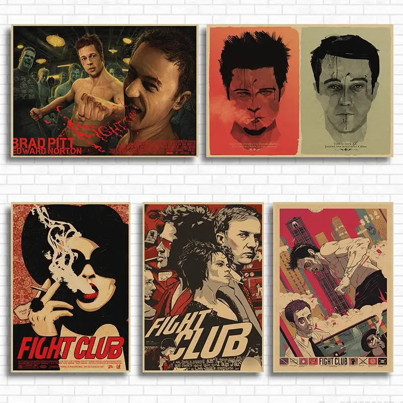 ファイトクラブクラフト紙のポスター映画紙のポスター壁の装飾壁ステッカー Fight Club Poster Fight Clubbrad Pitt Aliexpress