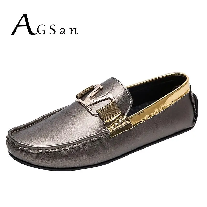 AGSan Men loafers Driving Shoes Designer Moccasins Big Size 38-48 Handmade Flats italian Silver White Mens Zapatos Hombre | Обувь