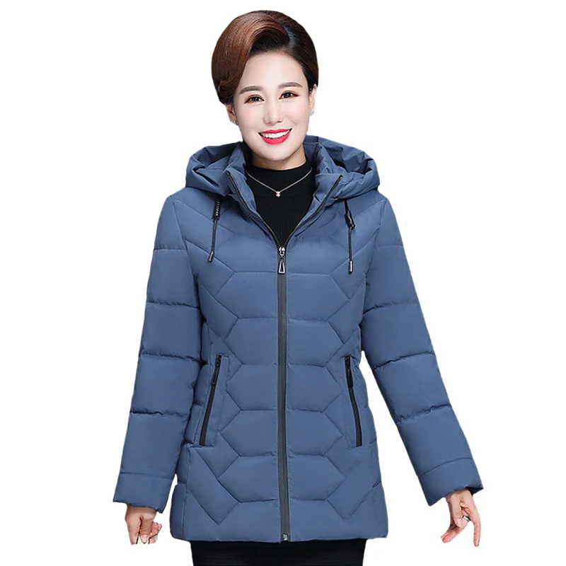 Buy Plus Size 5XL Middle-aged Women Winter Short Jacket 2020 Hooded Cotton Coat Women Thick Casual Mother Winter Jacket Women Parka 4000168172776