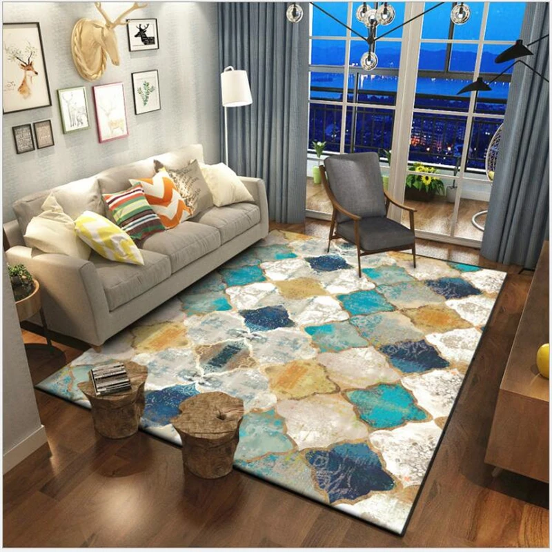 Vintage American Geometry Moroccan Ethnic Style Bedroom Door Living Room Mat Carpet Bedroom And Rugs For Living Room