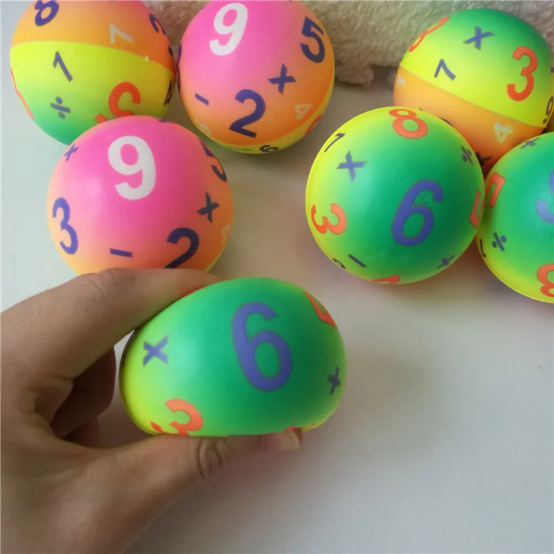 12 шт. 6,3 см мягкая губка из полиуретановой пены шары номера, математика Squeeze мяч анти шар для снятия стресса игрушки для мальчиков детей