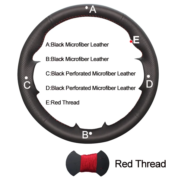 Автомобильная крышка рулевого колеса для Toyota VIOS COROLLA 2000-2004 Mark 2 Lexus GS430 GS300 2004 Volant оплетка 2001 2002 2003 - Название цвета: Red Thread