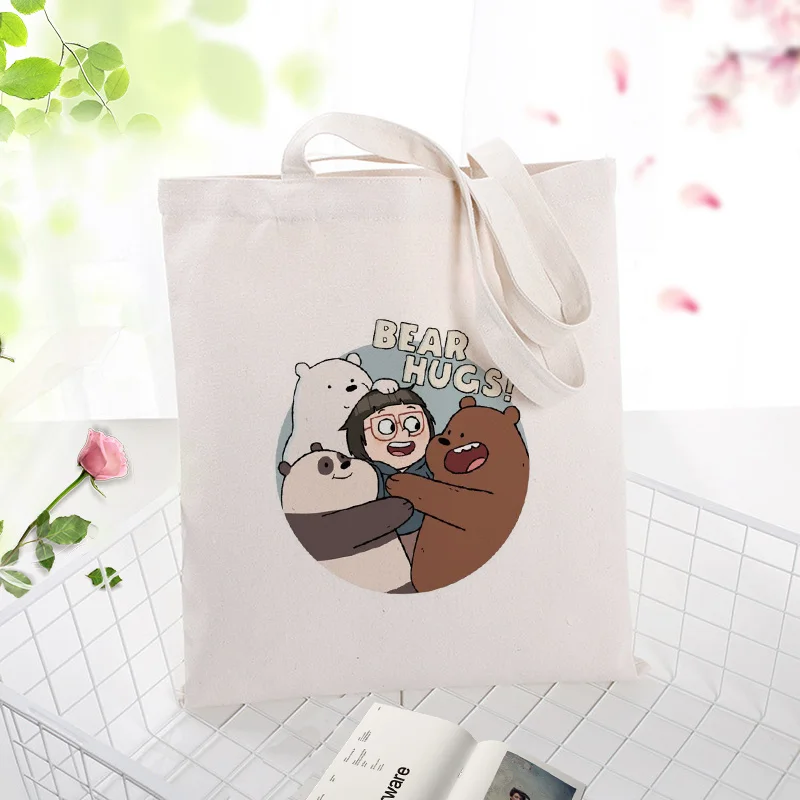 Сумка для покупок с персонажем из мультфильма Мы Голые Медведи Холщовая Сумка-тоут повседневное использование многоразовая эко-сумка моющаяся женская сумка