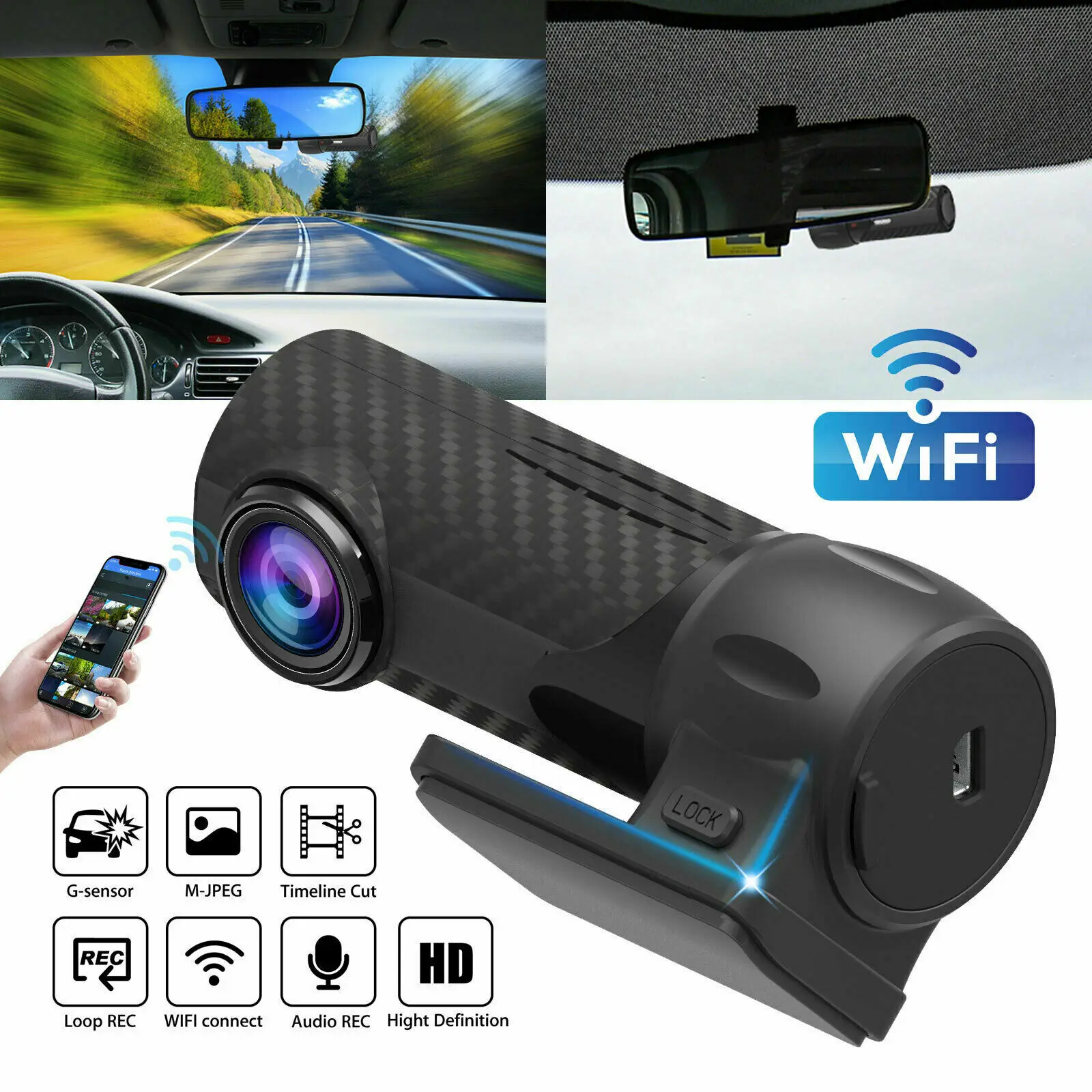 1080P HD скрытый цифровой видеорегистратор для автомобиля камера wifi заднего вида видео регистратор для автомобилей с g-сенсором петля парковки монитор Автомобильный видеорегистратор s S700