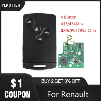 

YLKGTTER 4 Buttons Smart Remote key Fob For Renault Laguna III Megane III Fluence Scenic 2009-2014 Keys with 433Mhz PCF7952 Chip