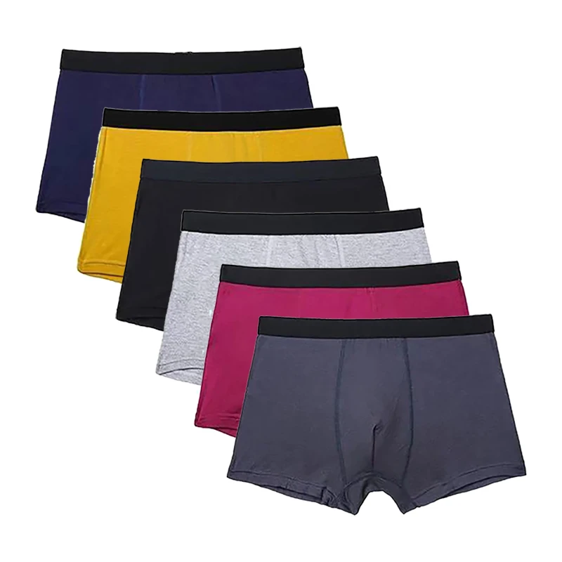 6Pcs/Lot Men's Bamboo Fiber Boxers Breathable Comfortable Underpants Elastic Solid Boxers Shorts Male Colorful Underwear