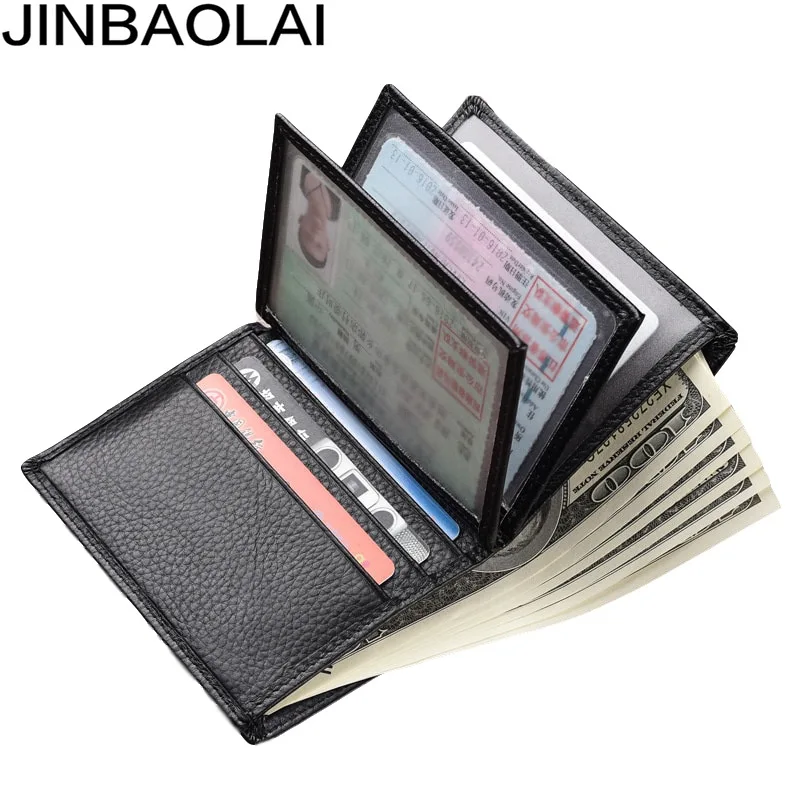 Новый стильный кожаный многофункциональный кошелек Jinbaolai с двойными петлями для