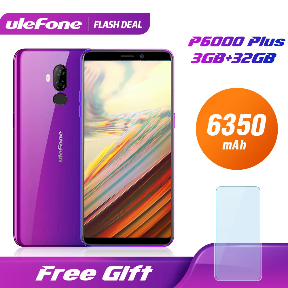Цена Ulefone P6000 Plus 6350 мАч Смартфон Android 9,0 6 дюймов HD + Двойная камера Ouad Core 3 ГБ 32 ГБ сотовый телефон 4G мобильный телефон Android