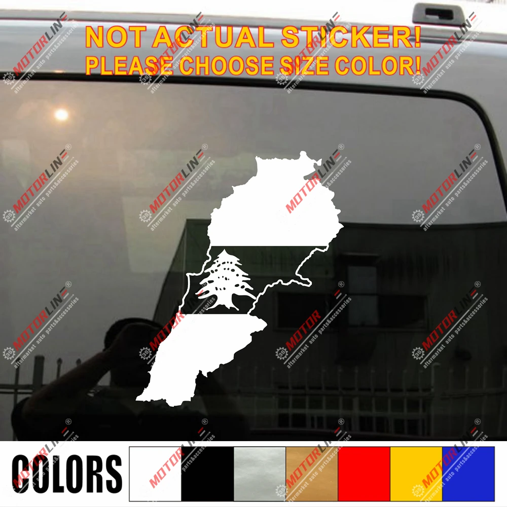 Lebanon Map Flag car bumper sticker 5" x 4" Children's Bedroom Boy Décor Decals, Stickers