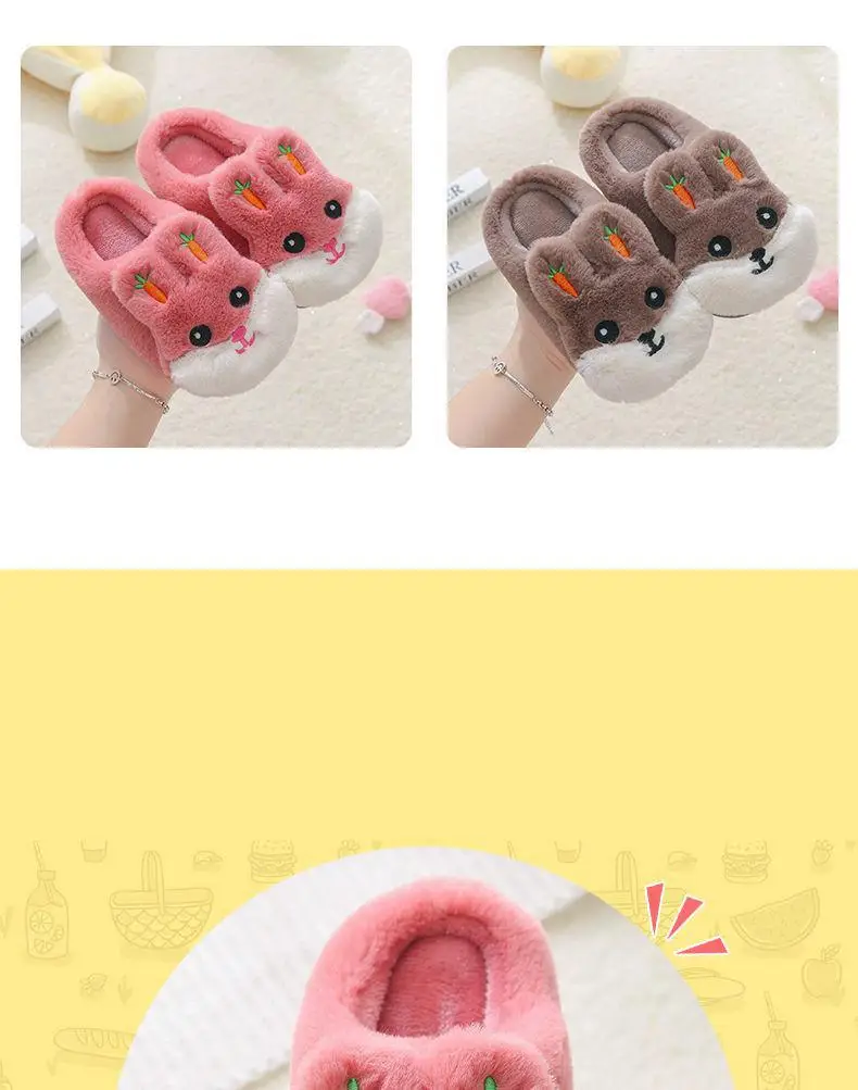 Kids Cotton Slides Autumn Winter Indoor Non-slip Cute Rabbit Non-slip Kids Shoes Home Slippers Fashion Baby Boys Girls Slippers bata children's sandals