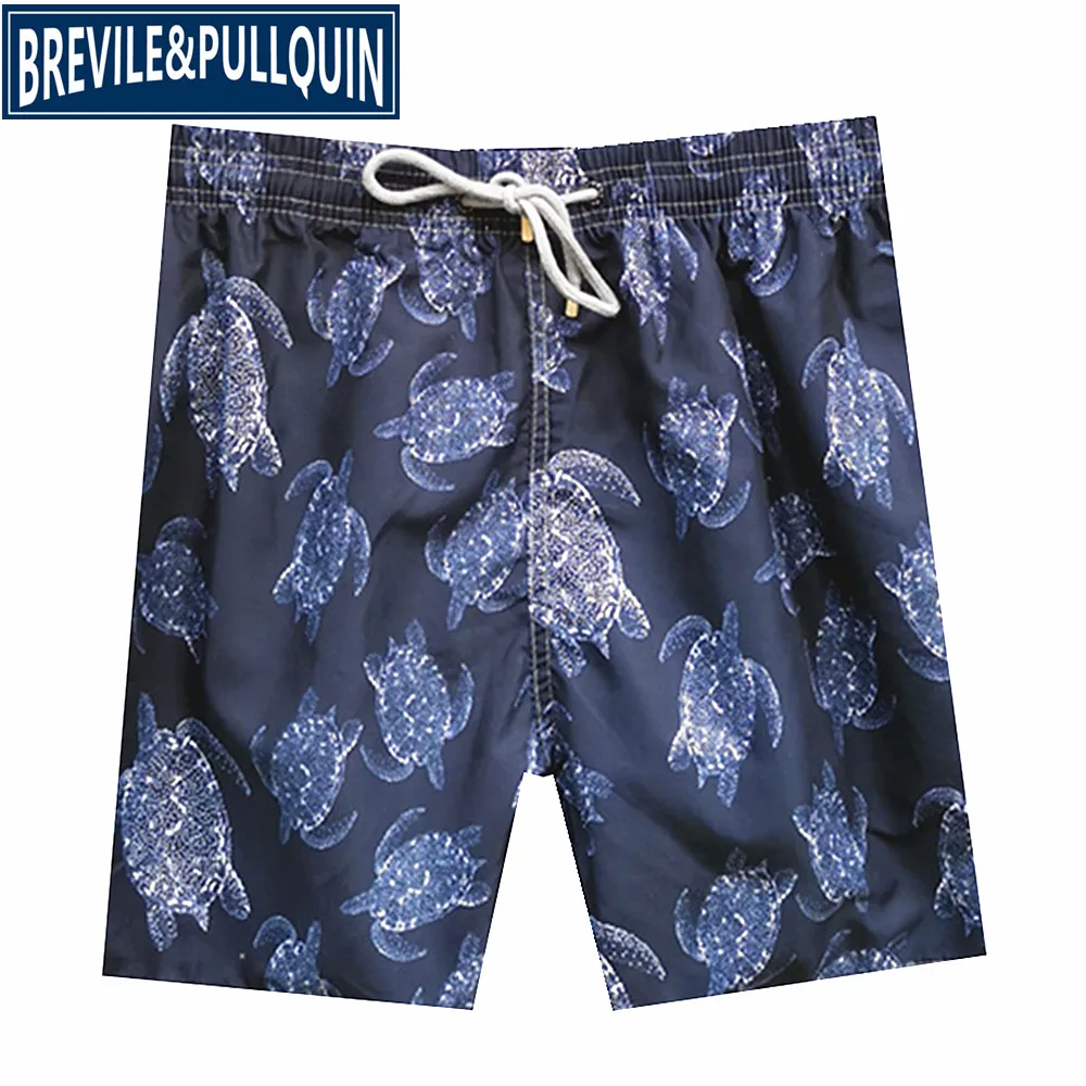 U Бренд бермуды Brevile pullquin, мужские пляжные плавки, мужские пляжные шорты с черепашками, мужские плавки для взрослых, шорты с попугаем - Цвет: U