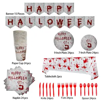 

Halloween Party Supplies Dinnerware Set Bloody Handprint Theme Party Supplies Birthday Party Decorations Kids