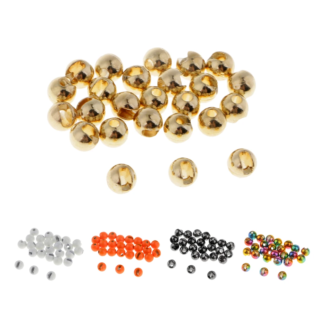 25pcs 5 Colors 4.6mm Nice-Designed Slotted Tungsten Beads Fly Tying Material Fly Fishing Accessories Tackles