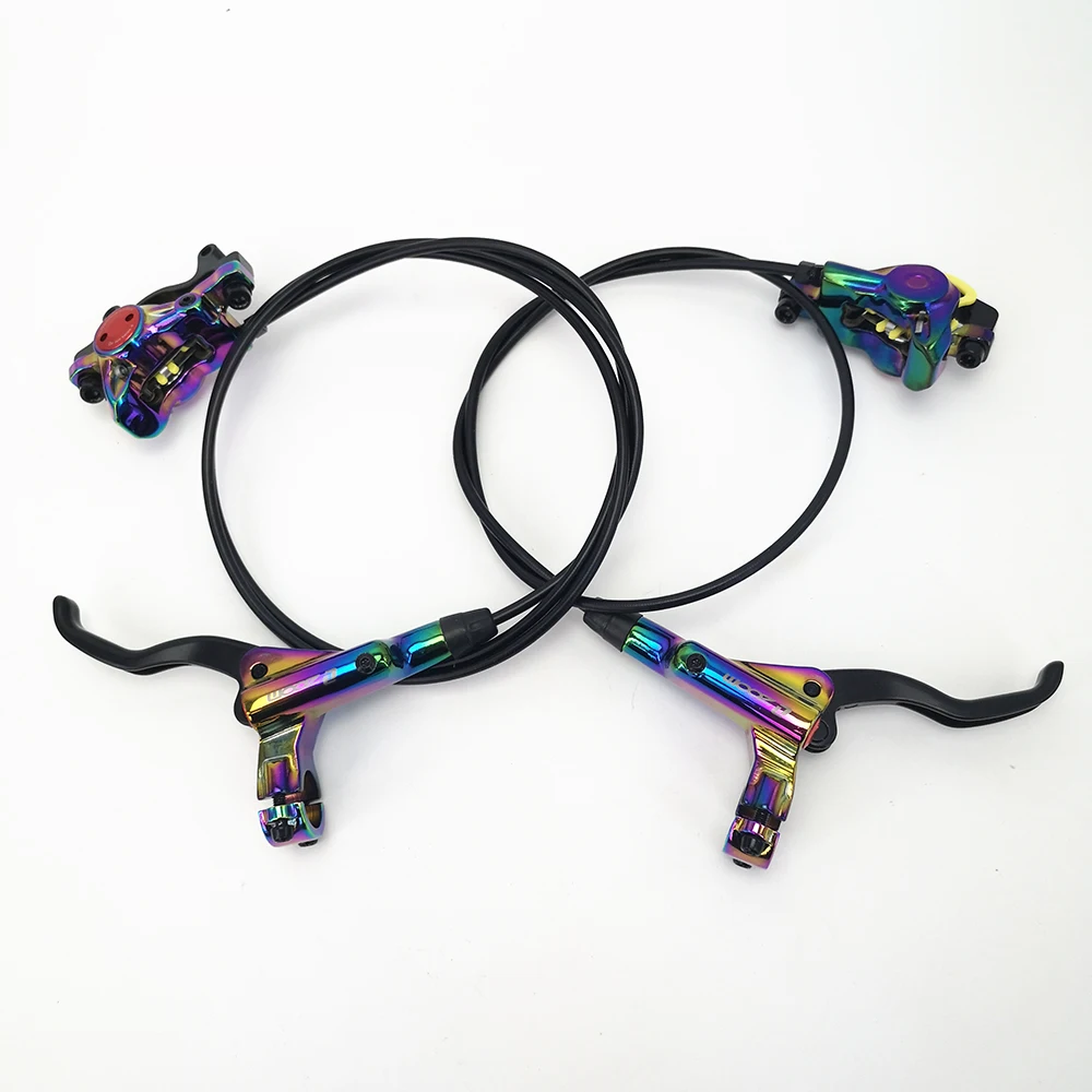 US $63.00 Colorful MTB Bicycle Hydraulic Disc Brake Bike Oil Brake Front Rear Set Clamp Mountain Bike Brake Rainbow Kits 8001400 mm