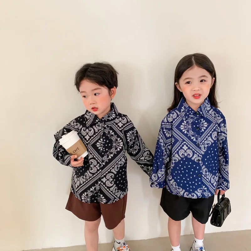 Spring New Boys and Girls Vintage Shirts Casual Thin Coat Tops