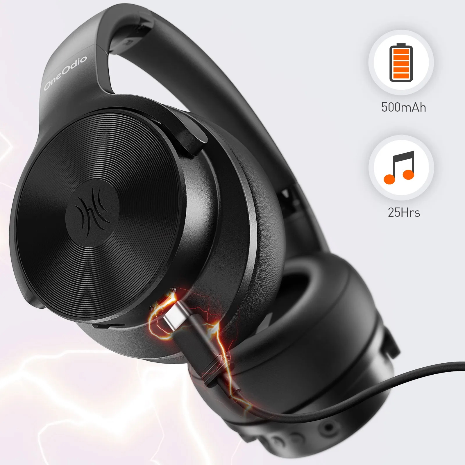 Oneodio A30 Active Noise Cancelling Headphones Wireless Over Ear Bluetooth 5.0 Headset With Deep Bass CVC 8.0 Clear Mic Travel