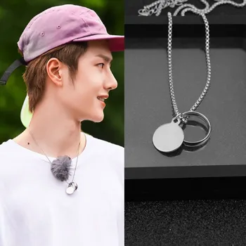 

Stainless Steel Necklace Simple Round Pendant Chain Choker Necklace Men Women Jewelry Collier Star Idol Yibo Lan Wangji
