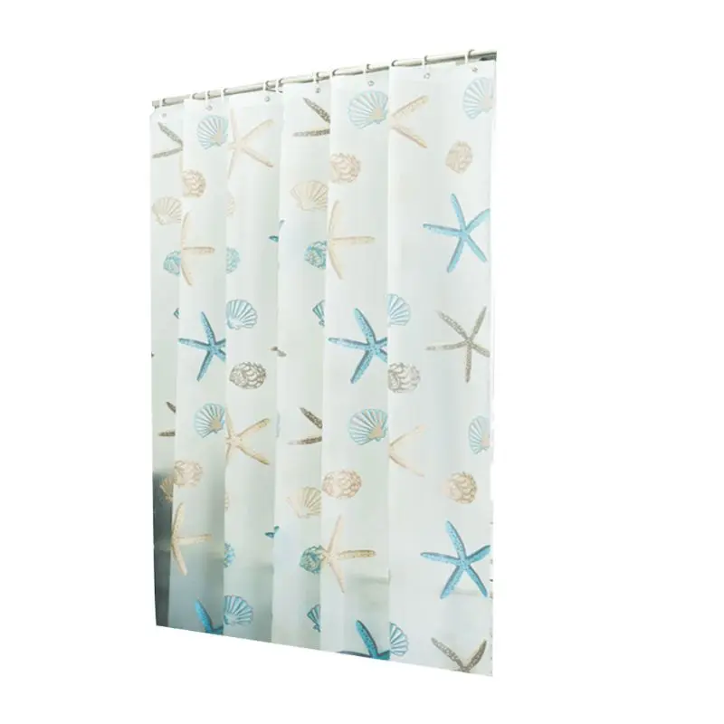 

Seaside Fresh Style PEVA Modern Shower Curtain Cute Colorful Starfish Seashell Moldproof Waterproof Partition Bathroom Product