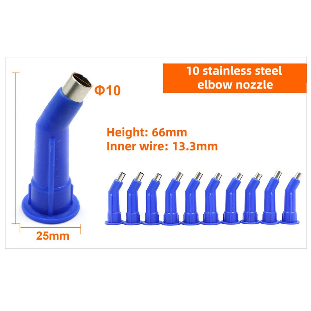 10pcs Pneumatic Glue Gun Nozzle Accessories 6/8/10MM Stainless Steel Glue Nozzle Soft & Hard Adapter Set pneumatic glue gun nozzle accessories