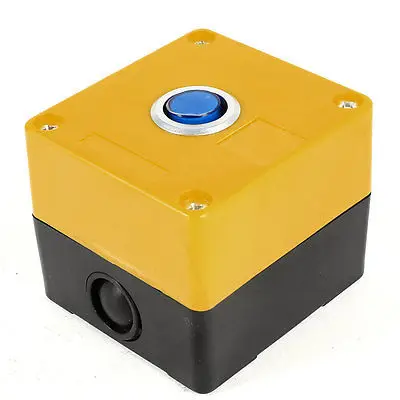 

AC220V 5A SPDT 1NO 1NC 3 Terminals Locking Type Blue Plastic Push Button Station
