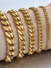 Women's Men's Bracelet Stainless Steel Cuban Link Chain Bracelets Gold Color Silver Color Fashion Wholesale Jewelry KBB10 