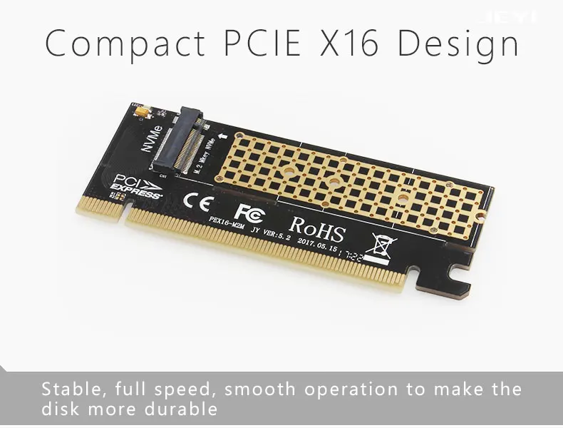 JEYI Swift MX16 M.2 NVMe SSD NGFF к PCIE 3,0X16 адаптер M ключ интерфейс Ccard Suppor PCI Express x16 2280 Размер m.2 полная скорость