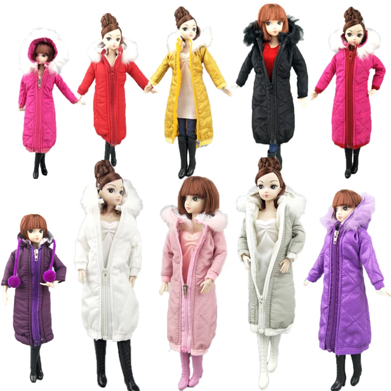 Милое длинное пальто Хлопковое платье для куклы Барби, одежда, парка для 1/6 года, BJD, кукла, детская игрушка, зимняя одежда, куртка аксессуары для кукол, подарок