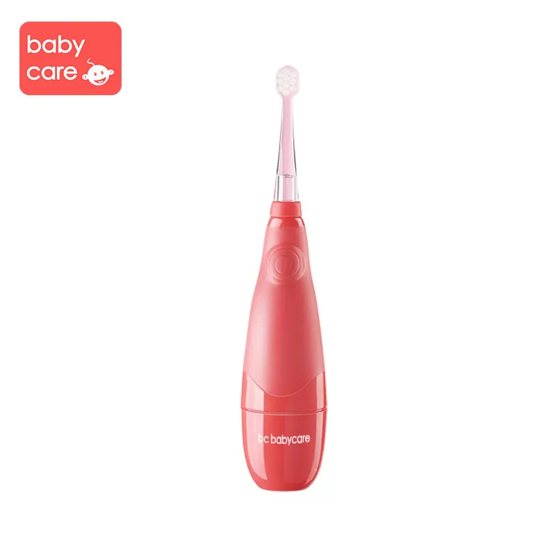 Babycare 3 шт. Съемная насадка для зубной щетки светодиодный свет Водонепроницаемый Мягкий волос Низкий шок звуковая волна 1-3 года детская силиконовая электрическая зубная щетка - Цвет: Красный