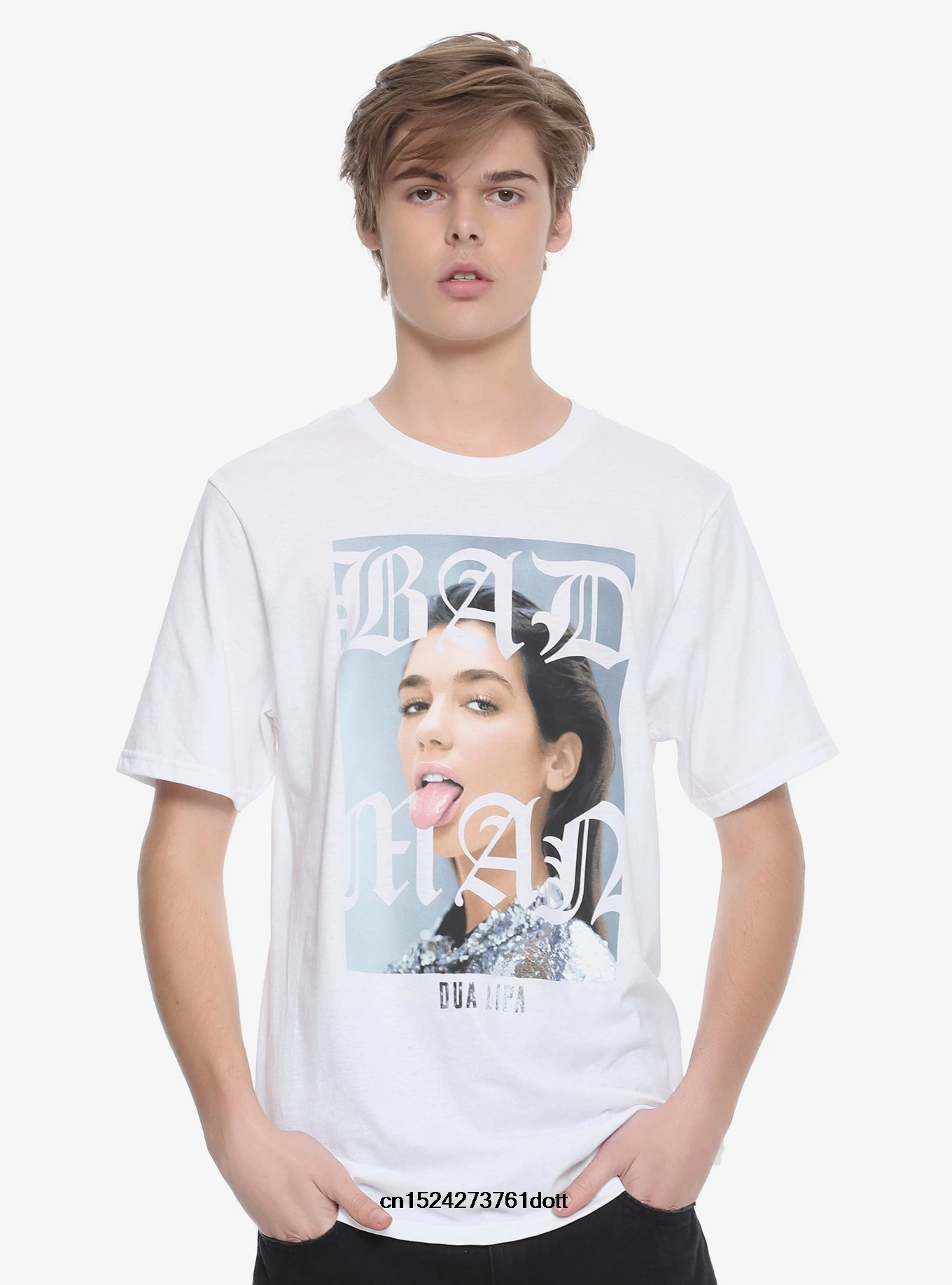 Забавные мужские футболки белая футболка черные DUA LIPA BAD MAN Фото для мужчин SizeS-5XL |