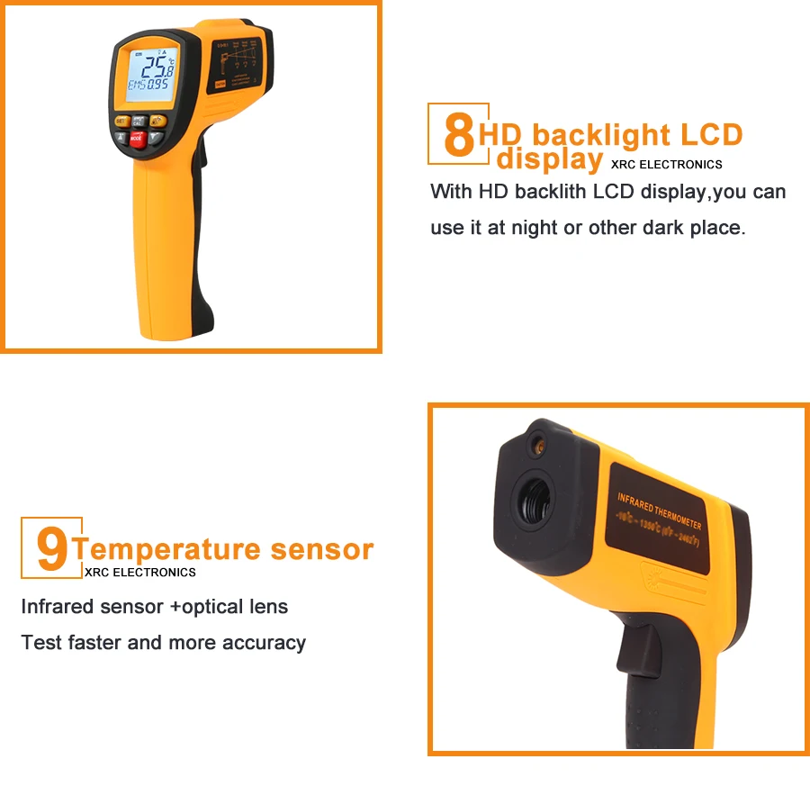 BENETECH GM531 Infrared Thermometer - Non-Contact Laser Temp Gun -58~986°F