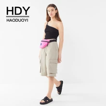 HDY Haoduoyi модные черные личности асимметричной Cultivate One's Morality с низким вырезом на спине для женщин в рубчик на одно плечо Обрезанные Cami