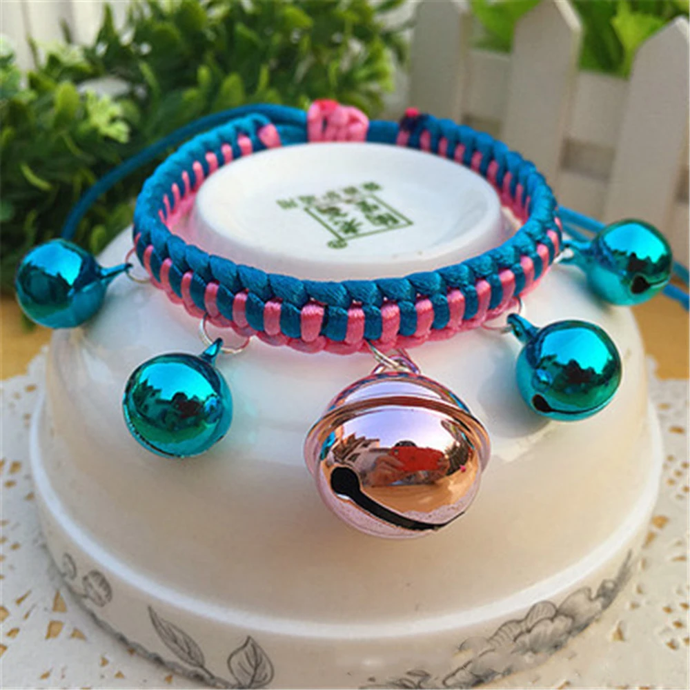 

2020 New Cute Cartoon Pet Collars Puppy Adjustable Polyester Necklace Lovely With Bells Print Cat Dog Necklace Collar