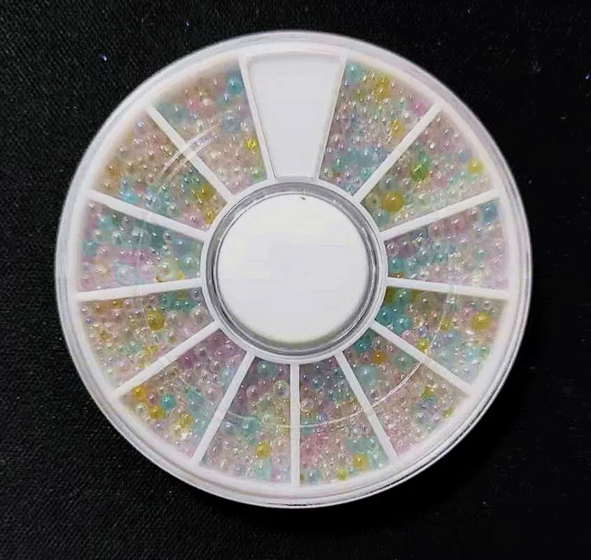 

Nail Rhinestone Mixed Macaron Color Mix Beads Mini Drill Bottom 3D Nail Art Decoration In Wheel Accessories for Nails Design