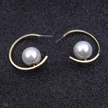 

Imitation Pearl Drop Earrings for Women Statement Earrings Gold Color Geometric Alloy Earrings Pendientes Fashion Jewelry