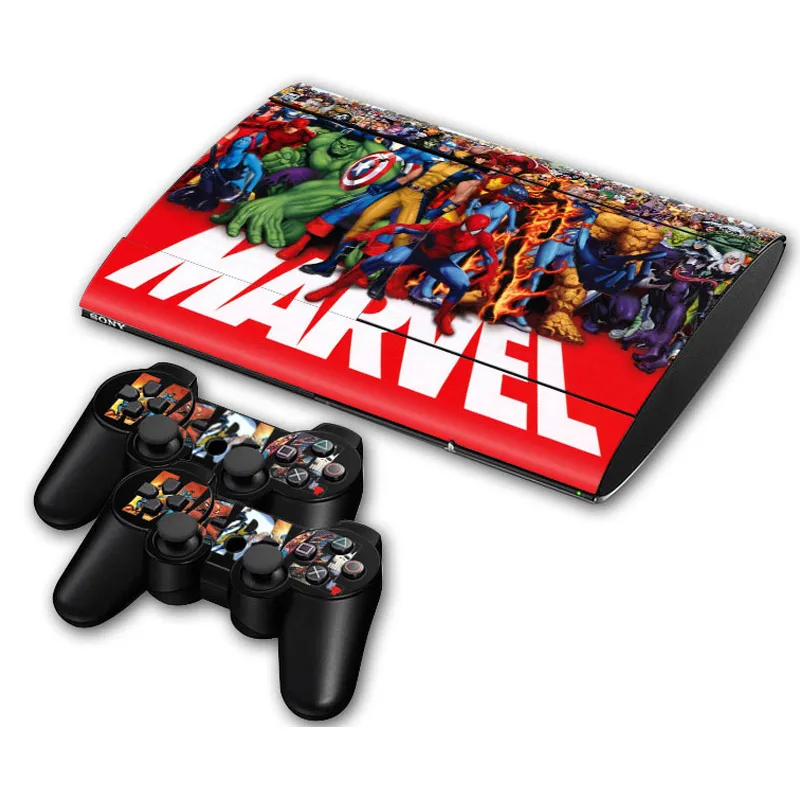 Marvel Deadpool Spiderman Star Wars Vinyl Skin Sticker for PS3 Super Slim Console and 2 Controllers Decal Cover Game Accessories