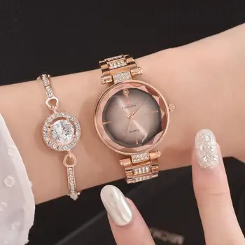

Luxury Women Watches Set Fashion Bracelet Watch Top Brand Rhinestone Stainless Steel Quartz Watch Clock Montre Femme Gift