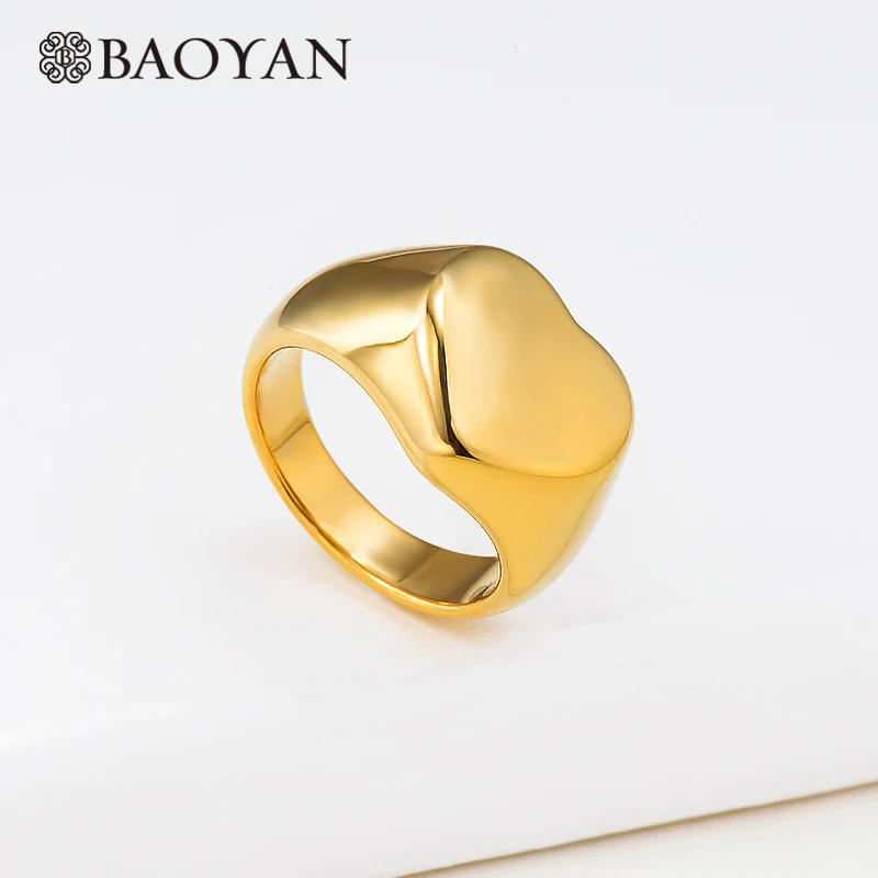 Heart Baoyan винтажные большие золотые кольца на палец, шестигранное сердце, кольца из нержавеющей стали, модные титановые Свадебные обручальные кольца для мужчин и женщин - Цвет основного камня: Heart