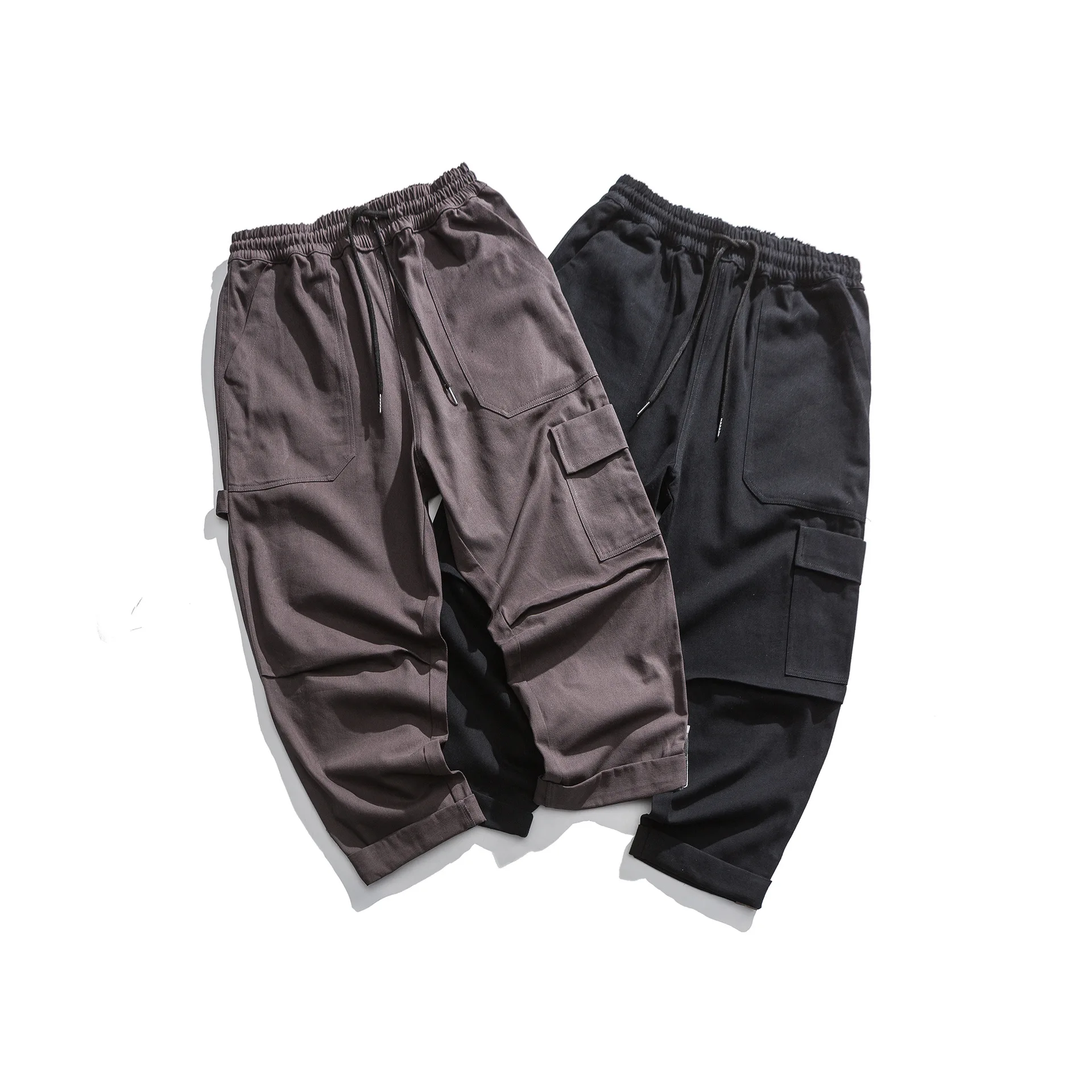 

City Where the Product 2020 Spring New Style Large Pocket with Drawstring Bib Overall Camouflage Patch Pocket Decoration Pants