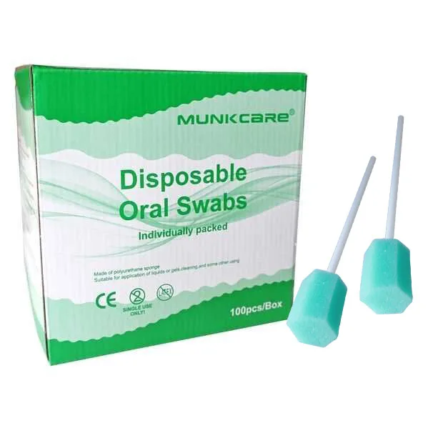 Disposable Swabsticks Unflavored Oral Care Swabs Foam Sputum Sponge