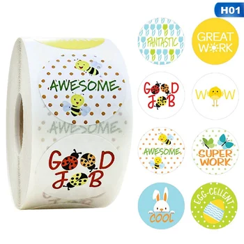 

500Pcs/Roll 8 Styles Cute Animals Pattern Round Roll Of Adhesive Stickers Scrapbooking Notebook Stationery Gift Package Decor